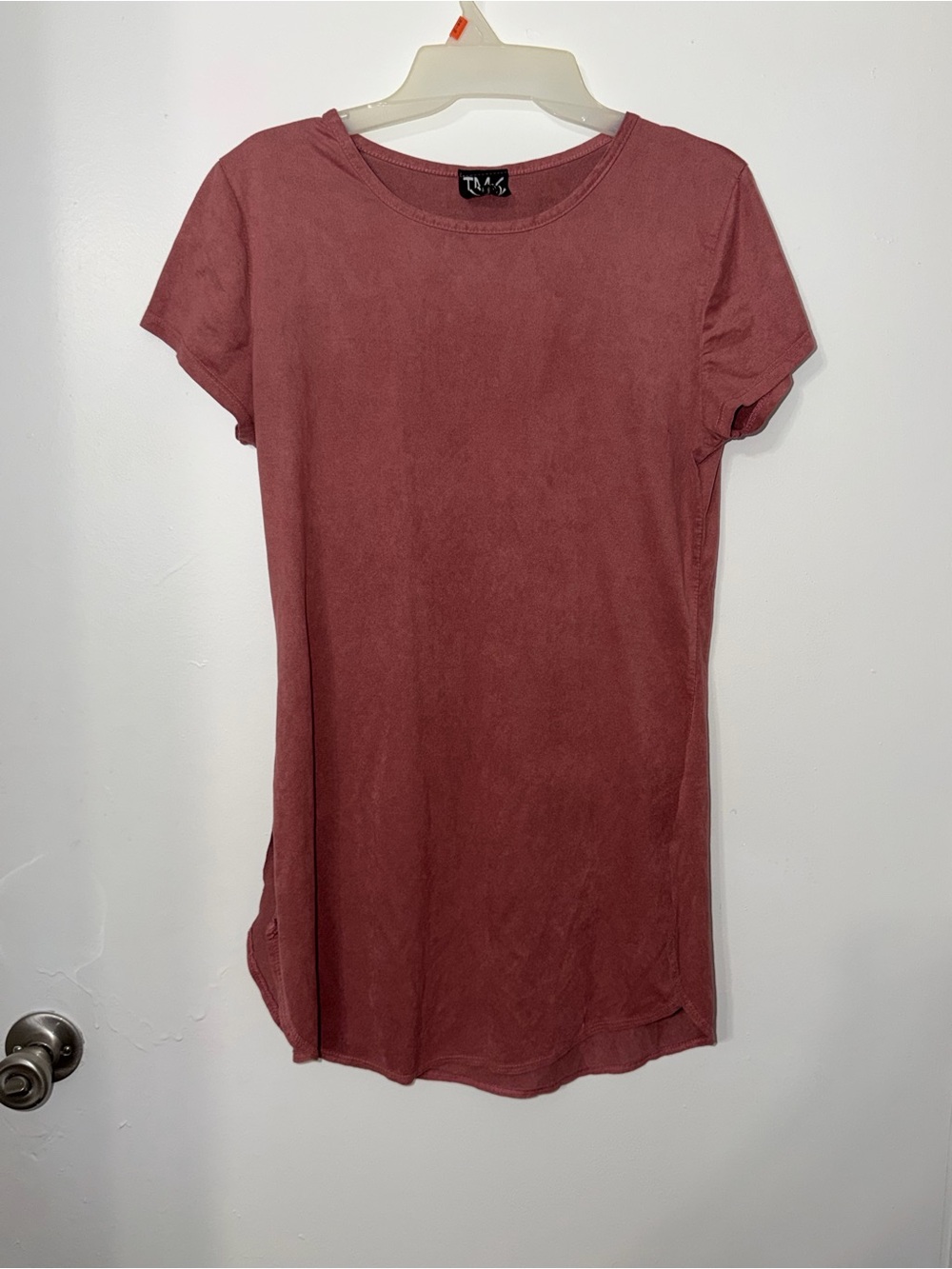 TMG New York Mauve Faux Suede Tunic Tee Dress Dusty Rose Y2K Soft Girl Mini